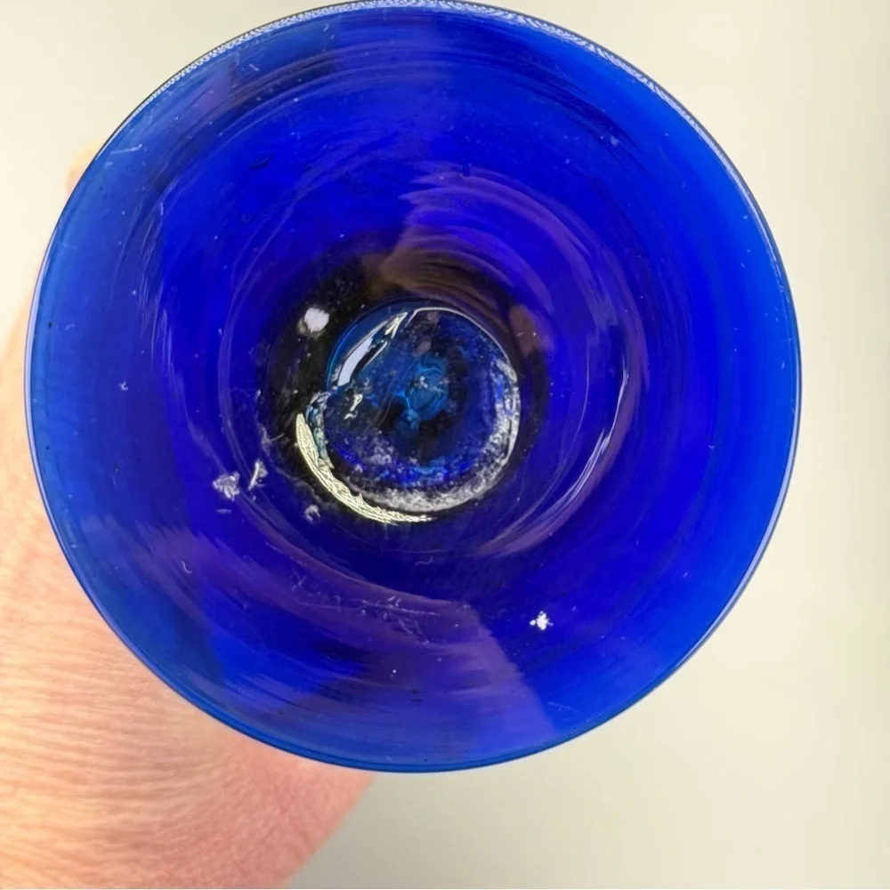 Handblown Mexican Cobalt Blue Goblets